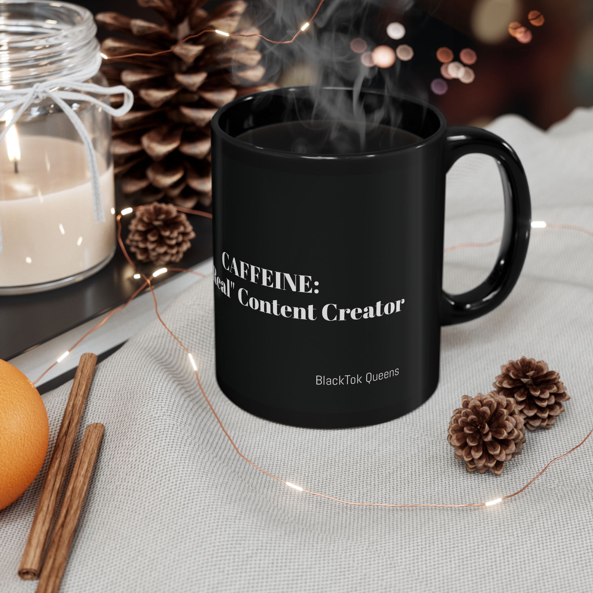 Caffeine: The 'Real' Content Creator 11 oz. Mug (black)